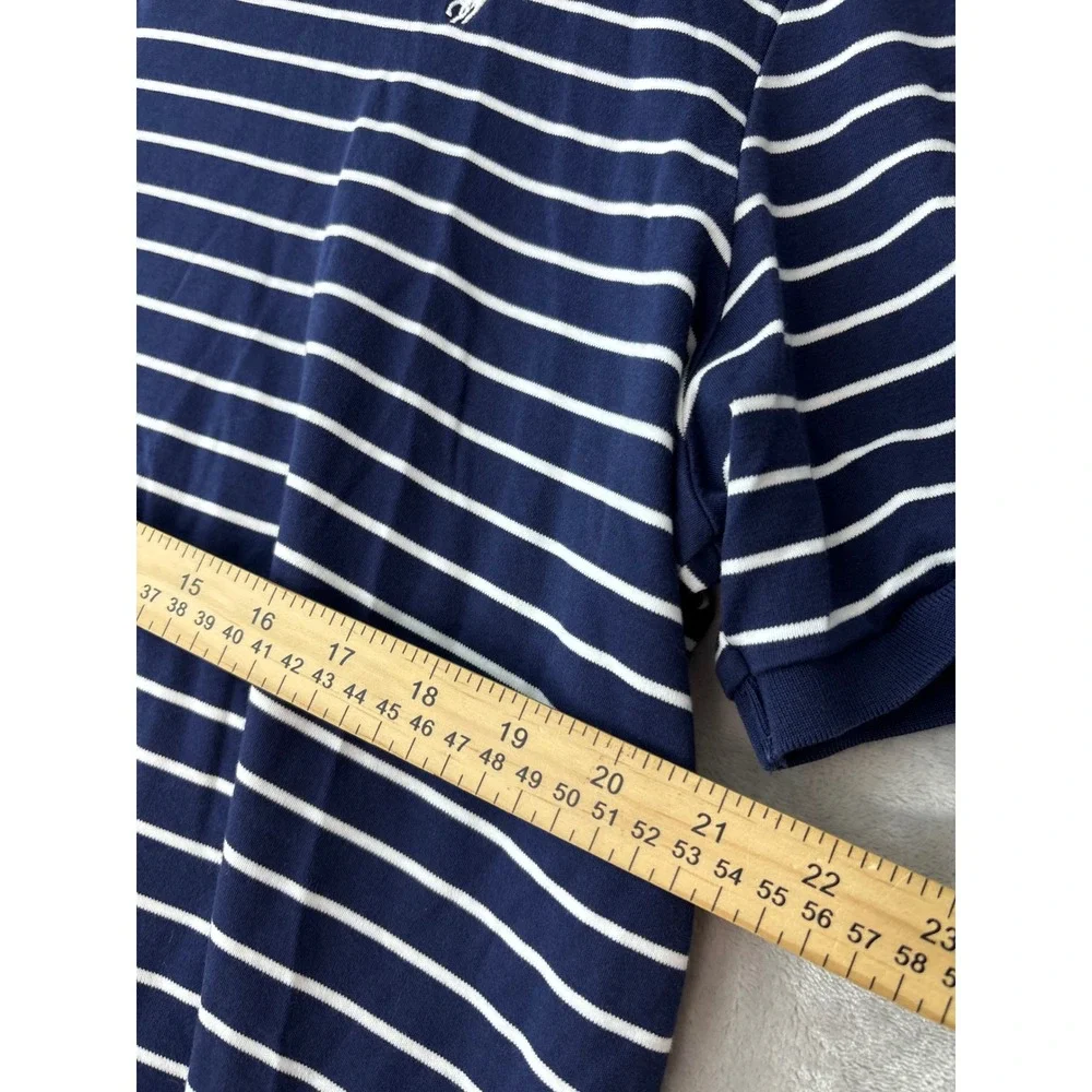 Polo Ralph Lauren Mens XL Pima Soft Touch Striped Polo Shirt Navy Blue White